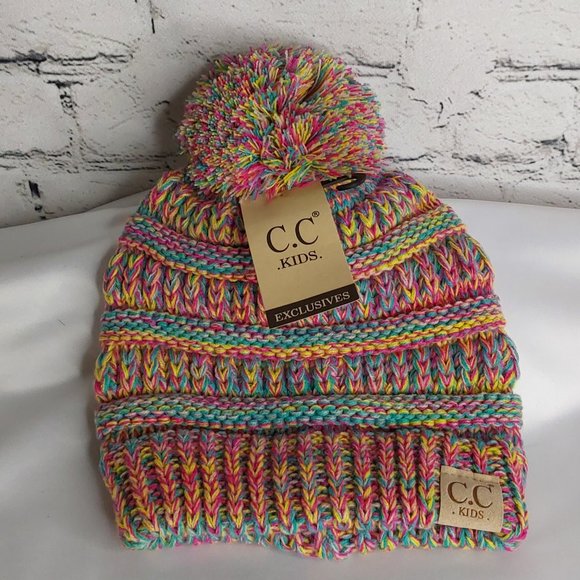 'C.C. BEANIE' "POM-POM' BEANIE KIDS VARIEGATED MULE - Picture 14 of 15